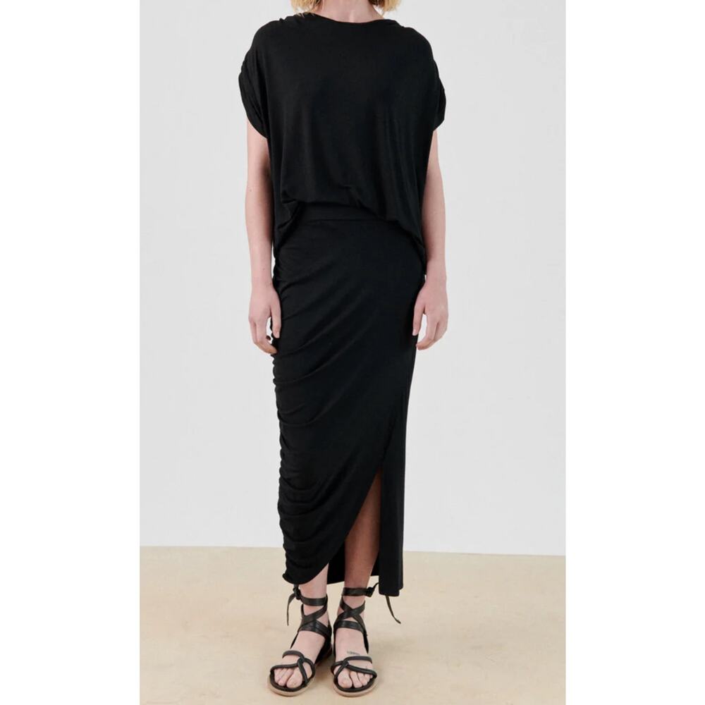 Zero + Maria Cornejo Black Jersey Ruched Lui Stretch Skirt Small